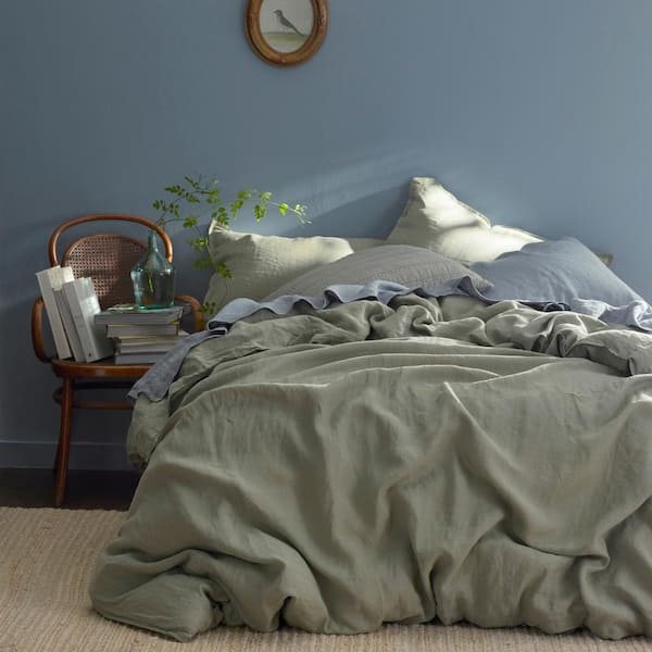 Legends Hotel Moss Green Washed Linen Queen Fitted Sheet