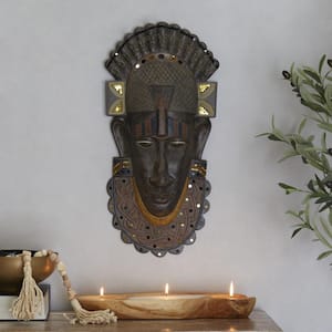 Polystone Brown Primitive African Mask Wall Decor