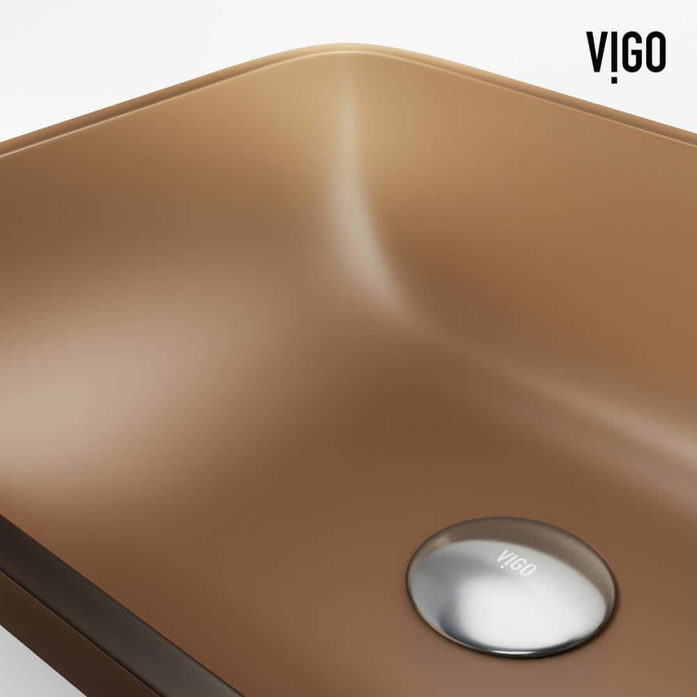 Amber Glass Rectangular Vessel Sink with Matte Finish