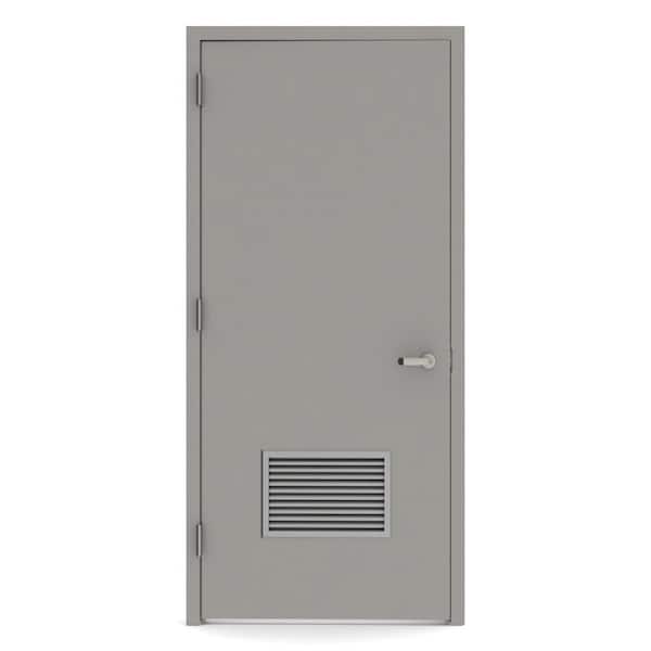 L.I.F Industries 36 in. x 80 in. Non-Firerated Right-Hand Louver Steel Prehung Commercial Door with Welded Frame