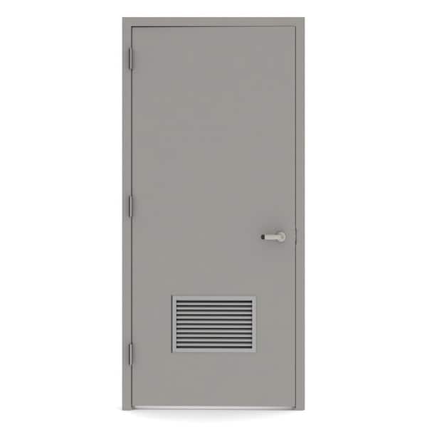L.I.F Industries 36 in. x 84 in. Non-Firerated Right-Hand Louver Steel Prehung Commercial Door with Welded Frame