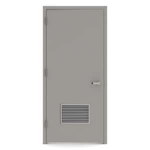 36 in. x 84 in. Firerated Right-Hand Louver Steel Prehung Commercial Door with Welded Frame