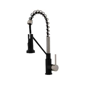 Monash Single Handle Pull-Down Sprayer Kitchen Faucet in Matte Black and Brushed Nickel