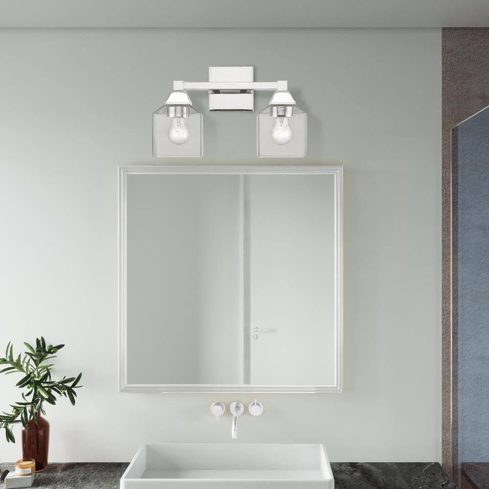 Polished Chrome 2-Light Vanity Sconce with Clear Glass Shades