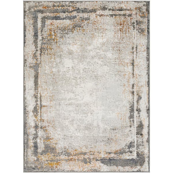 Livabliss San Francisco Dark Gray Border 9 ft. x 12 ft. Indoor Area Rug