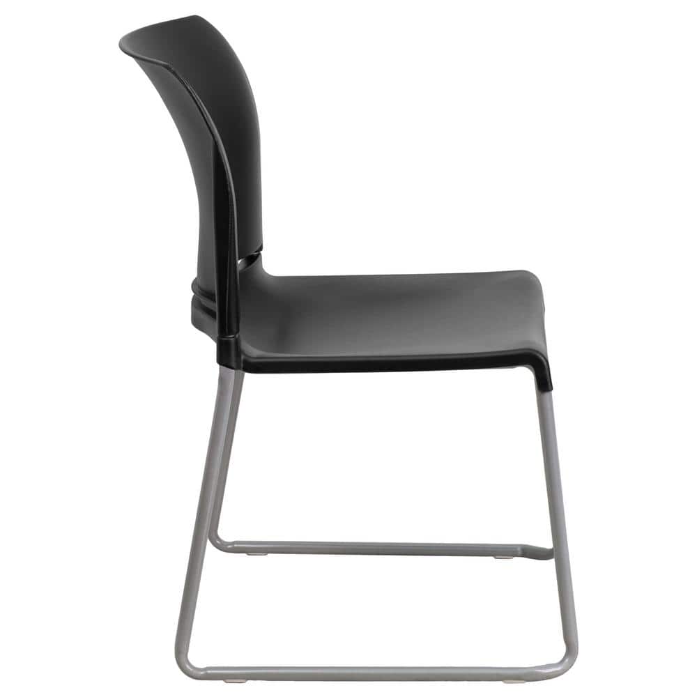 Modern Black Metal Stackable Chair with Polypropylene Seat
