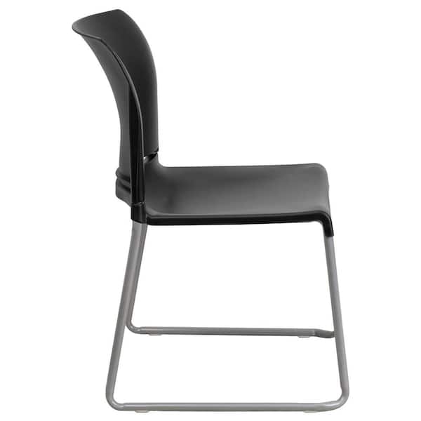HERCULES Series 880 lb Capacity Black Plastic Stack Chair w/Powder Coated Frame 