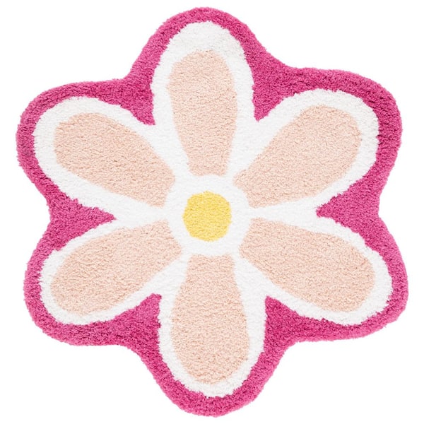Novelty 5 ft. x 5 ft. Ivory/Pink Floral Specialty Area Rug