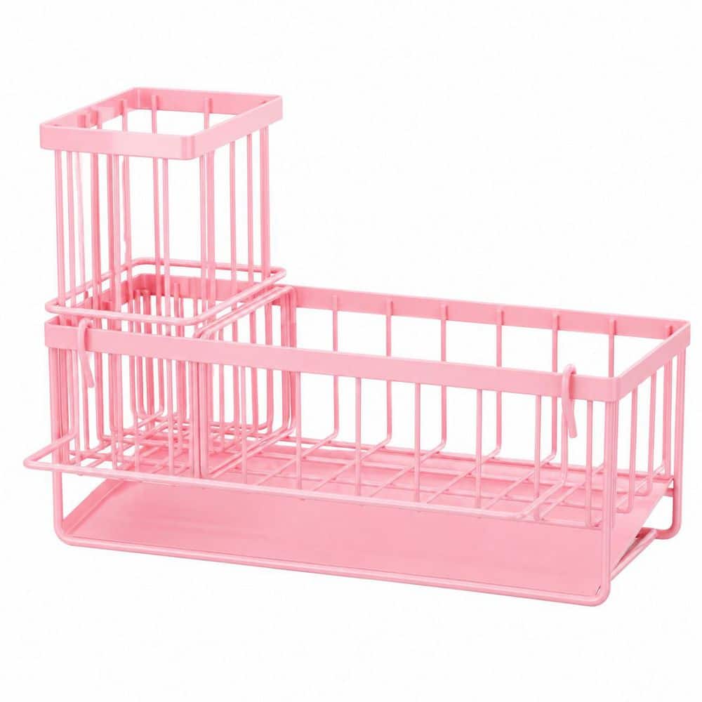 Pink Stainless Steel Kitchen Sink Sponge Holder Caddy with Sloped Drain Tray and Removable Towel Bar price history on PriceWatchPro