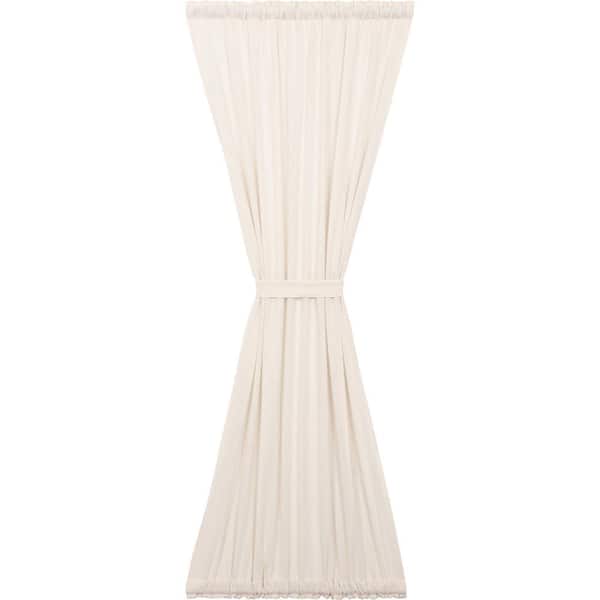 Burlap Antique White 40 in. W x 72 in. L Cotton Light Filtering Rod Pocket Farmhouse French Door Window Curtain Panel