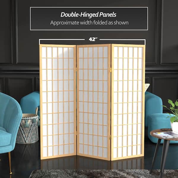 4 ft. Short Window Pane Shoji Screen - Natural - 3 Panels