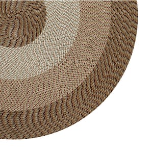 Country Stripe Braid Collection Straw Stripe 72" Round 100% Polypropylene Reversible Area Rug
