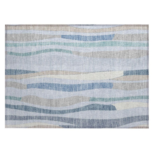 Chantille Machine Washable Indoor/Outdoor Abstract ACN2188 Sky 1 ft. 8 in. x 2 ft. 6 in. Accent Rug