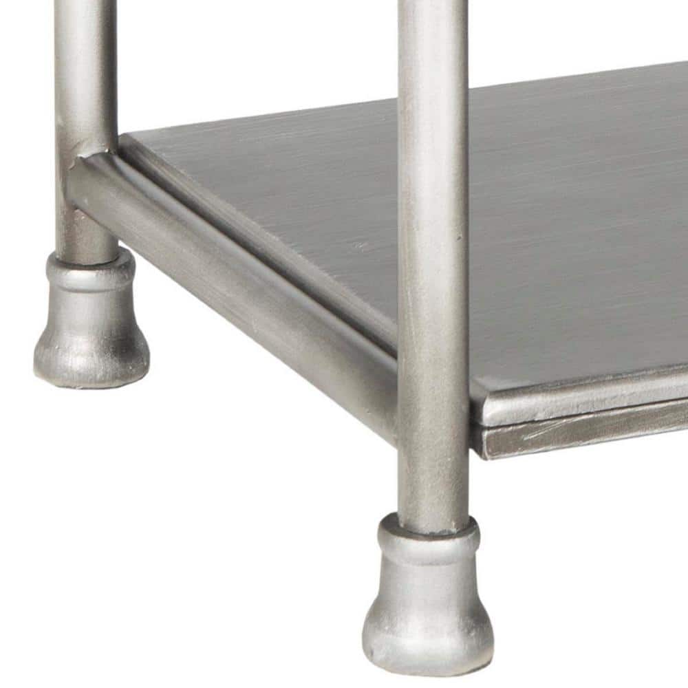 Transitional Dark Silver 38" Iron and Wood Etagere Bookcase