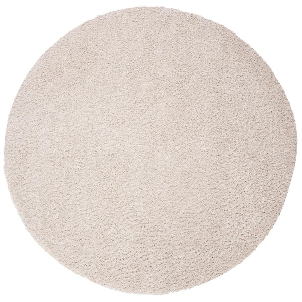 SAFAVIEH August Shag Beige 9 ft. x 9 ft. Round Solid Area Rug