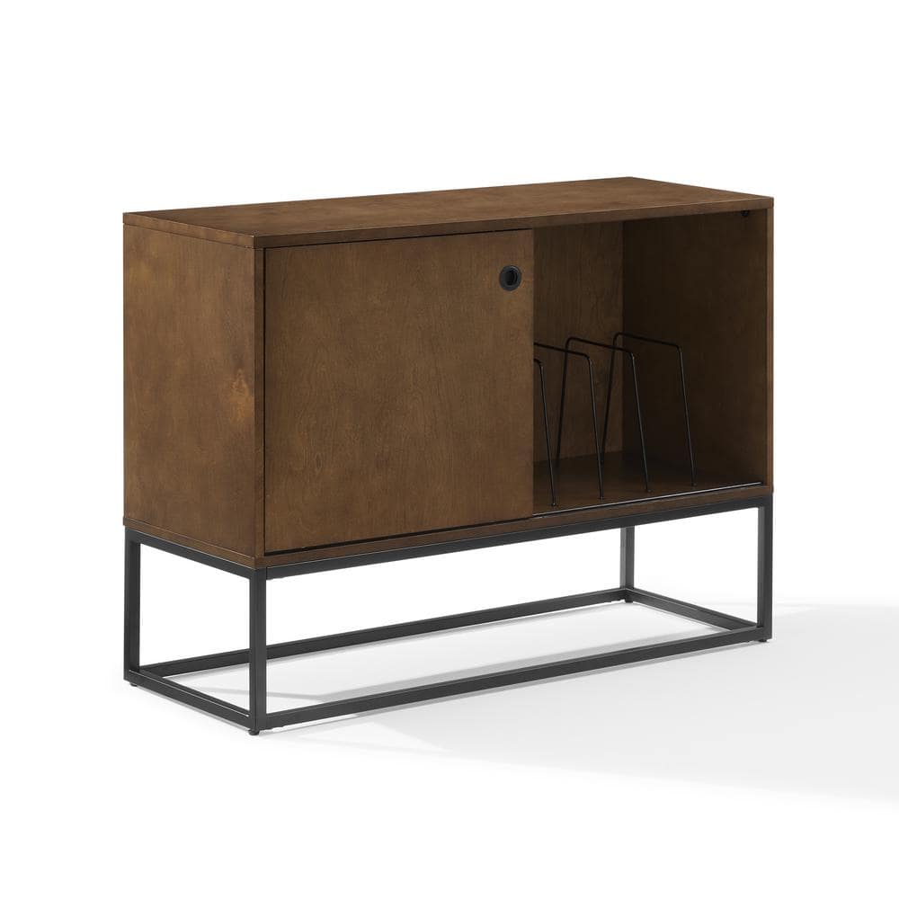 Byron 45'' Brown and Black Modern Vinyl Record Storage Console