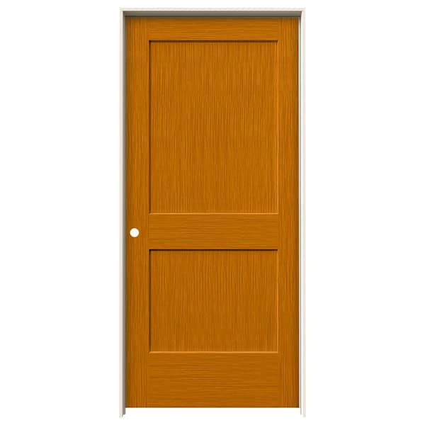 JELD-WEN 36 in. x 80 in. Monroe Saffron Stain Right-Hand Solid Core Molded Composite MDF Single Prehung Interior Door