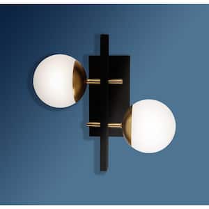 Alluria 2-Light Weathered Black with Autumn Gold Accents Sconce