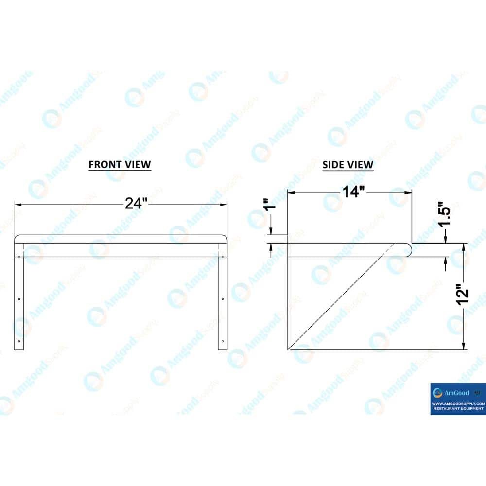 24" x 14" Stainless Steel Wall Shelf with Brackets