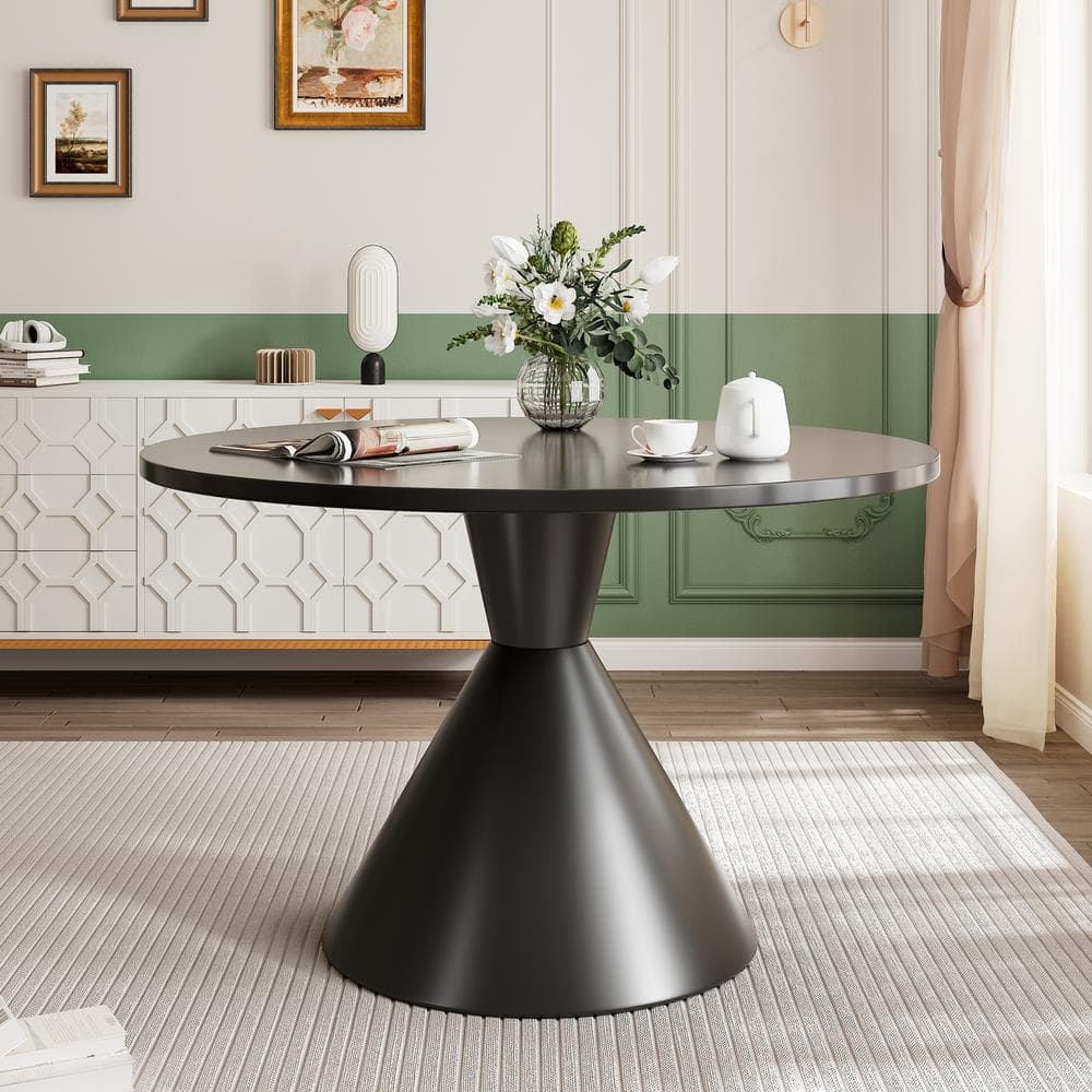 Boyel Living Black MDF 47 in. Pedestal Dining Table Wood