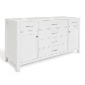 Bristol 60 in. W x 21.5 in. D x 34.5 in. H Freestanding Bath Vanity Cabinet without Top in White