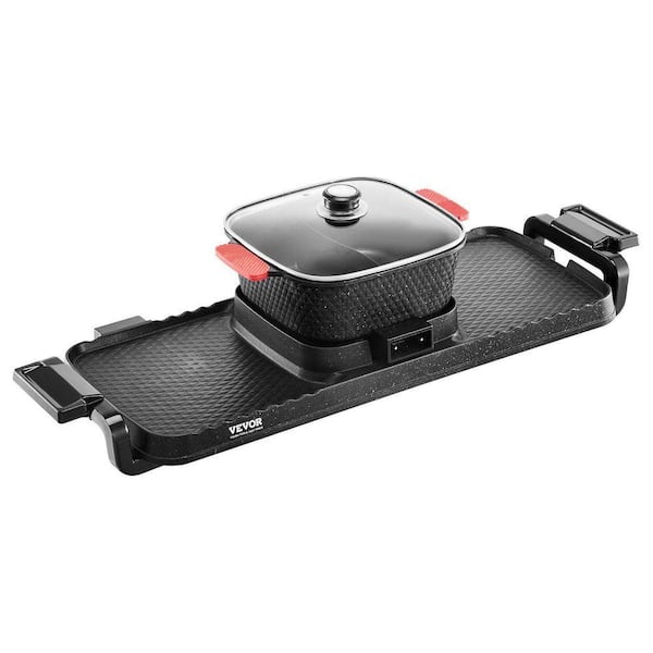 2300-Watt 2-in-1 Aluminum Woks Hot Pot with Grill Removable Non-Stick Dual Control