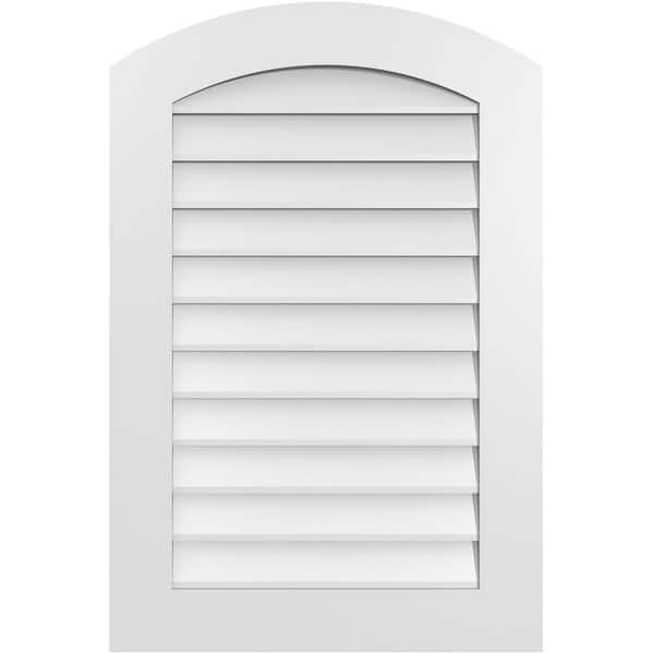 Ekena Millwork 24" x 36" Arch Top Surface Mount PVC Gable Vent: Functional with Standard Frame