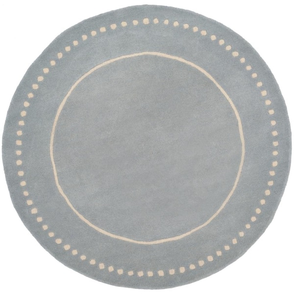 Bella Light Blue/Ivory 5 ft. x 5 ft. Round Border Area Rug