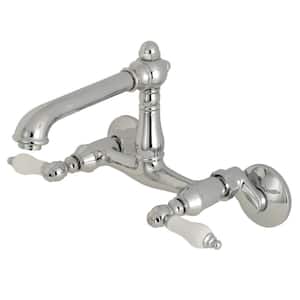 English Country 2-Handle Wall-Mount Standard Kitchen Faucet in Polished Chrome
