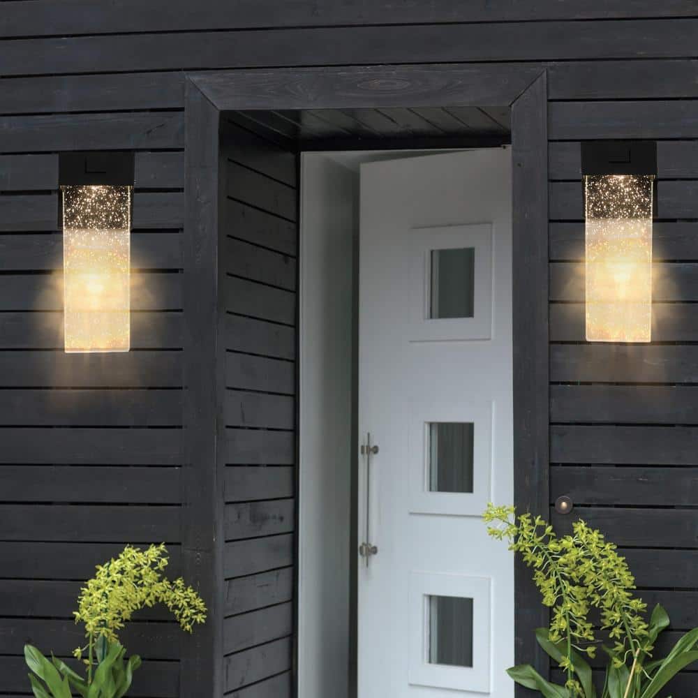 2-Piece Black Wall Sconce with Light Sense, Waterproof Transparent LED with Crystal Bubble Glass Porch Outdoor Light price history on PriceWatchPro