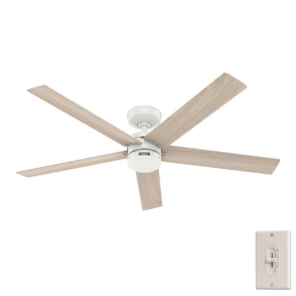 Hunter Burton 52 in. Indoor/Outdoor Fresh White Standard Ceiling Fan with Wall Control Included for Living Room or Bedroom