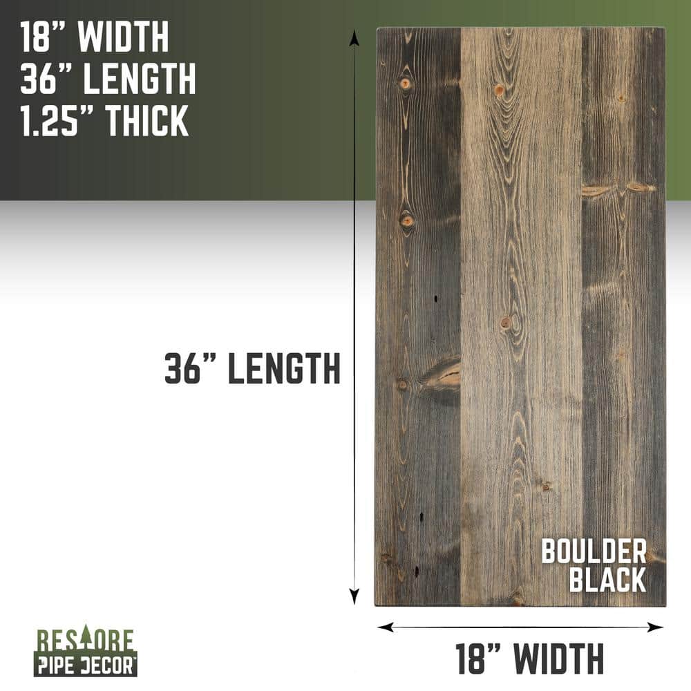 Boulder Black Rustic Solid Pine Coffee Tabletop