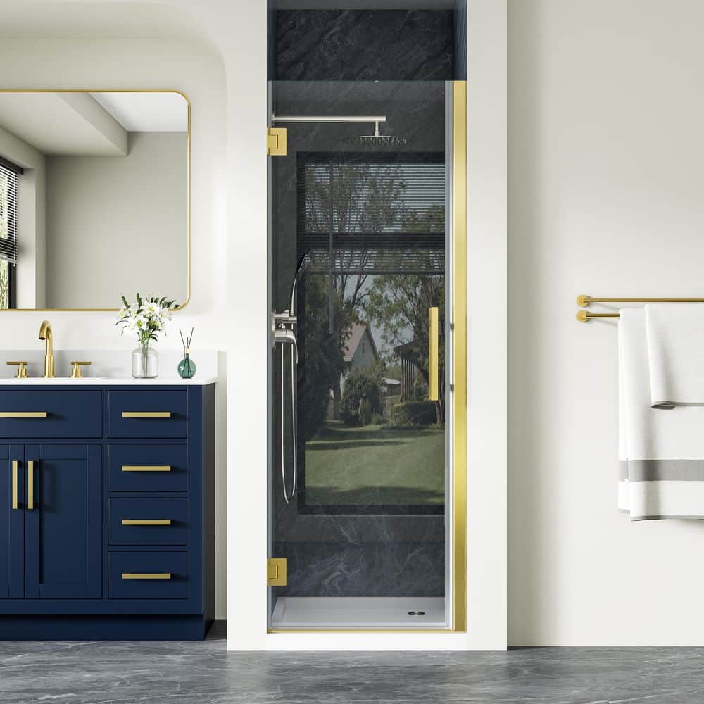 UF 26 in.-27 in. x 72 in. H Pivot Frameless Shower Door in Brushed Gold with Clear Glass price history on PriceWatchPro