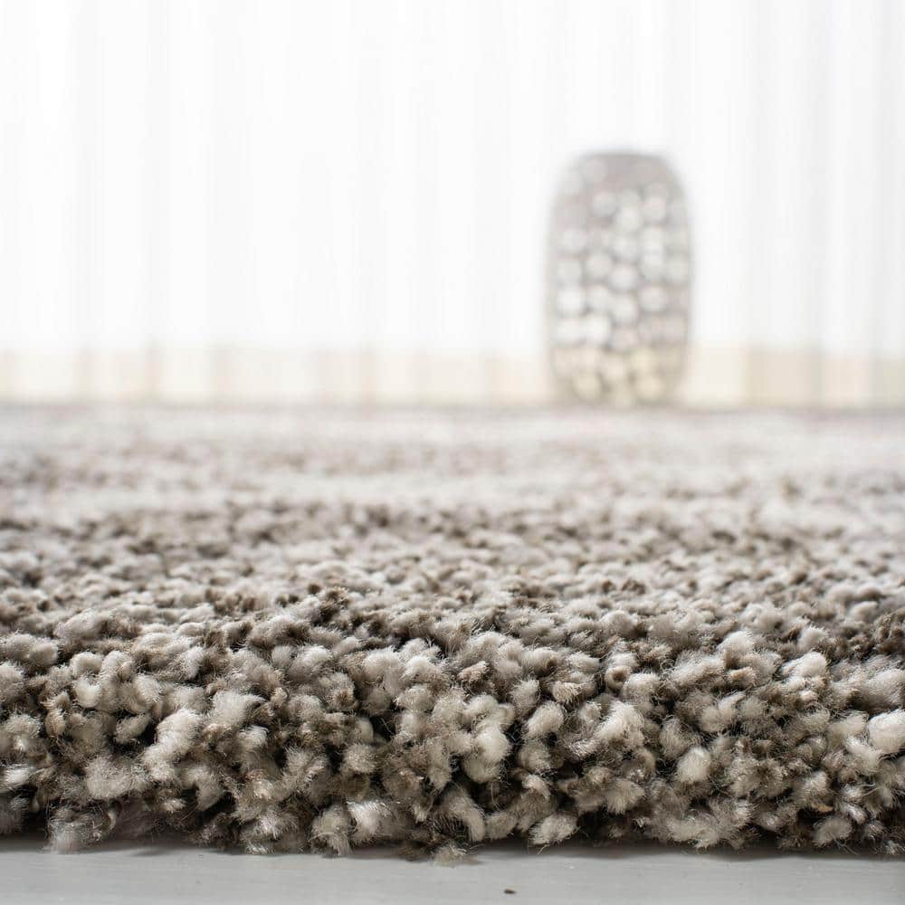 Grey and Ivory Diamond Shag Synthetic 10' x 14' Area Rug