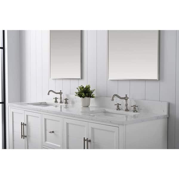 Vanity Art Chambery 72 in. W x 22 in. D x 34.5 in. H Bathroom Vanity in White with Engineered Marble Top