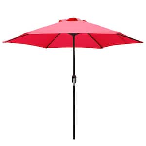 7.5 ft. Steel Crank Market Patio Umbrella in Red