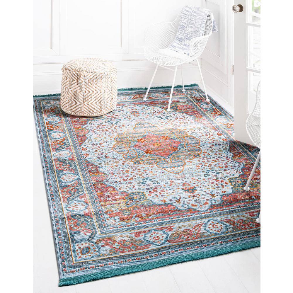 Reversible Easy-Care Synthetic Rug in Light Blue, 2' 2" x 3' 1"