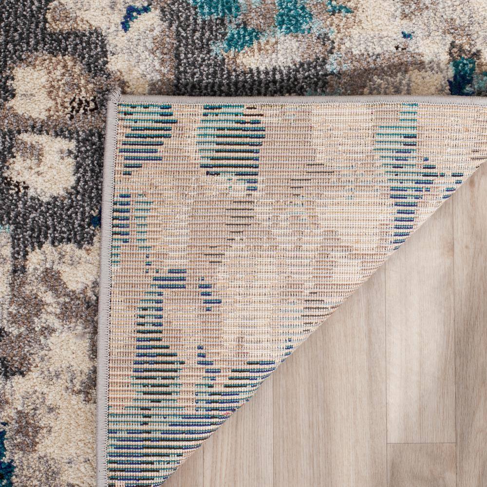 Gray and Light Blue Geometric Abstract 9' x 12' Area Rug