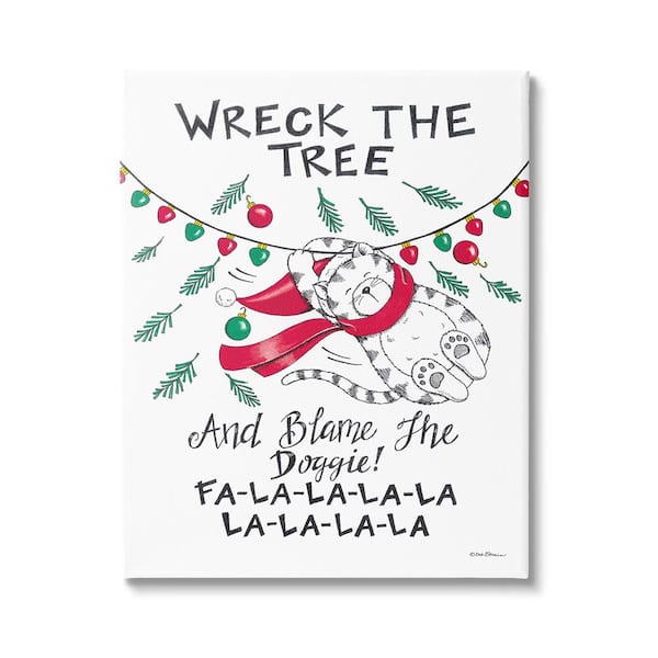 Stupell Industries Funny Pet Christmas Song byDeb Strain 1 Piece Unframed Graphic Print Animal Poster Art Print 30 in. x 24 in.