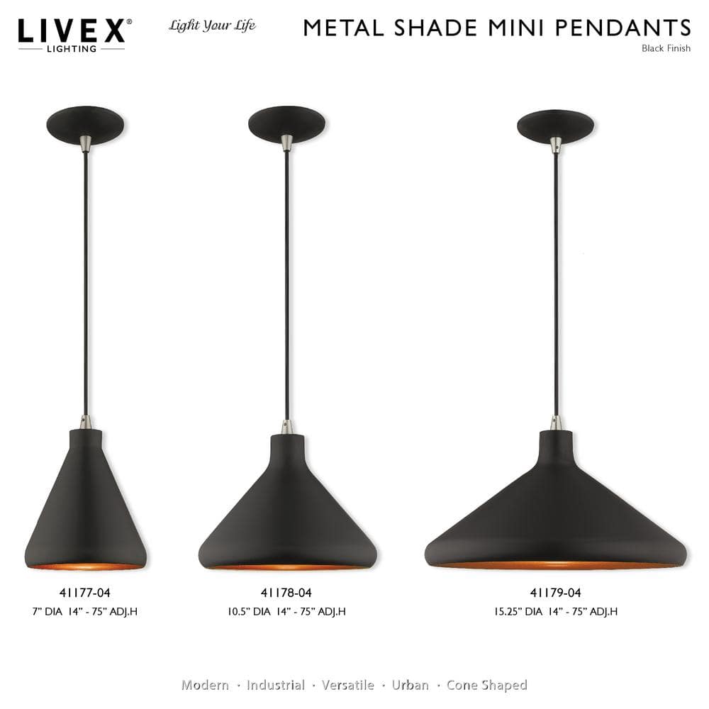Black and Gold Aluminum Mini Pendant Light