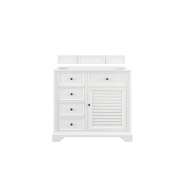 James Martin Vanities Savannah 35.5 in. W x 23.3 D x 33.5 in. H Single Bath Vanity Cabinet Without Top in Bright White