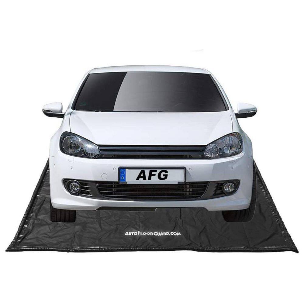 Black PVC Garage Containment Mat with Squeegee, 7.9' x 16'
