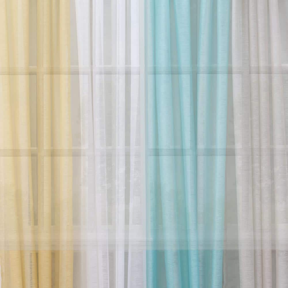 Ground Length Yellow Sheer Polyester Rod Pocket Curtain Panel