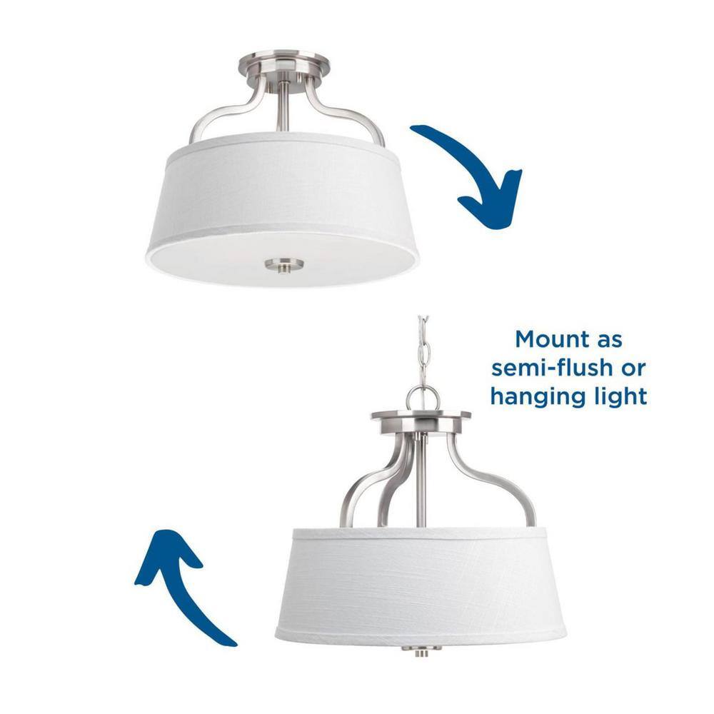 Brushed Nickel Drum Semi-Flush Convertible Light