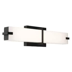 Miller 4.25 in. 2-Light Black, White LED Vanity Light with White Acrylic Shade