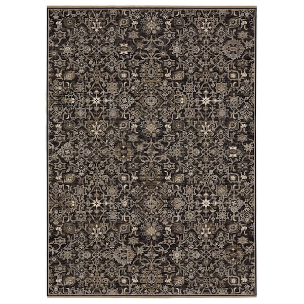 Amara 3 ft. x 5 ft. Black/Tan Oriental Area Rug