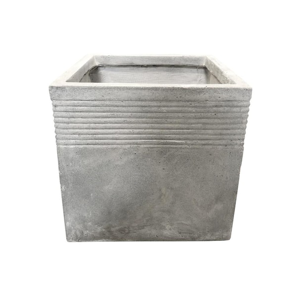 KANTE Large 17.7 in. Tall Natural Lightweight Concrete Modern Square Outdoor Planter