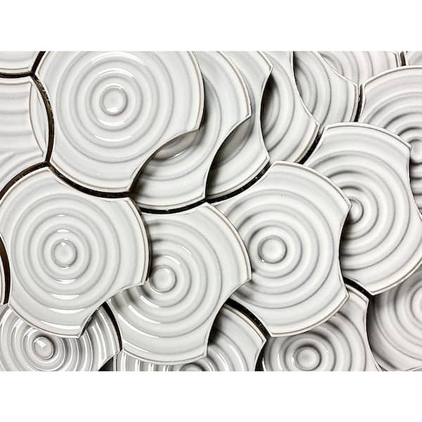 ABOLOS Monet White Sand Swirl Textured Circles Mosaic 8.25 ABOLOS Monet White Sand Swirl Textured Circles Mosaic 8.25