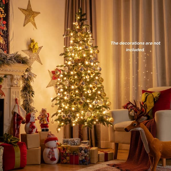Costway 6 ft. Pre-Lit Artificial Christmas Tree, Slim Pencil