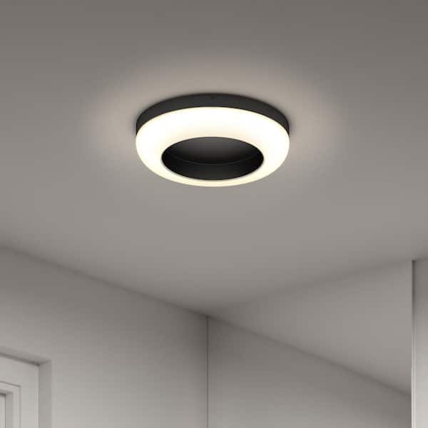 Artika Louka 15 in. 1 Light Black 5CCT Integrated Selectable LED Flush Mount Ceiling Light